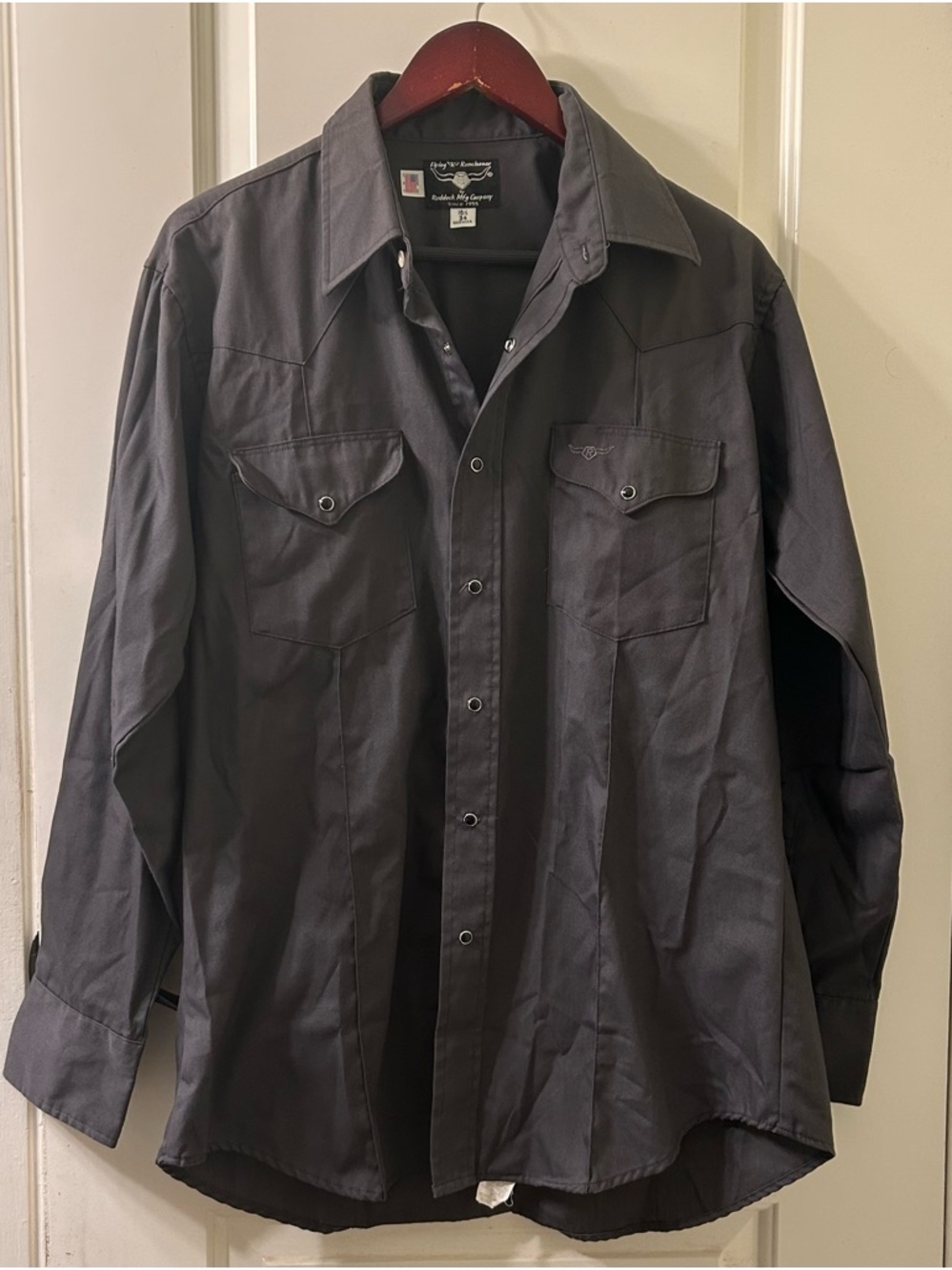 Flying R Ranchware Dark Gray Western Snap-Front Shirt, Sz L